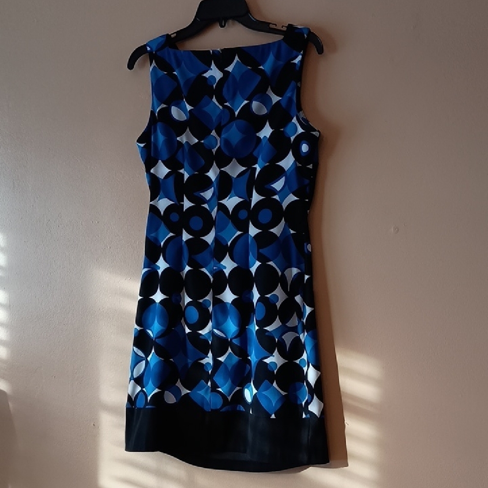 AB Studio Blue and Black Circle Print Midi Dress - Picture 6 of 7